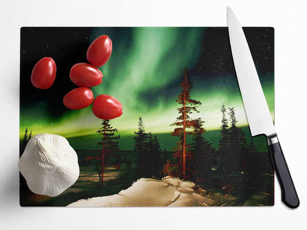 Northern Lights Green Glass Chopping Board