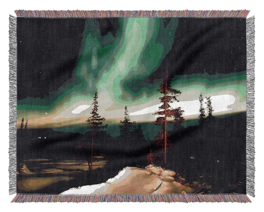 Northern Lights Green Woven Blanket