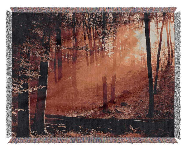 Red Woodland Beam Woven Blanket