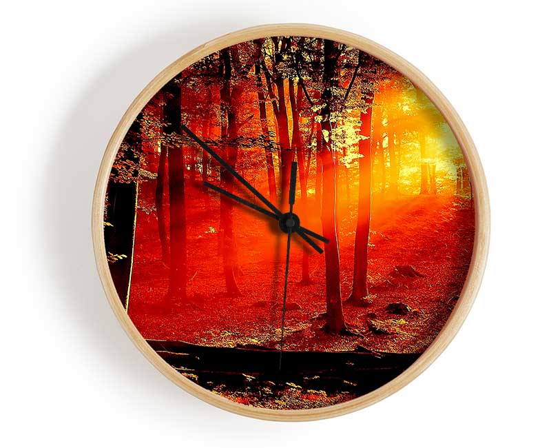 Red Woodland Beam Clock - Wallart-Direct UK