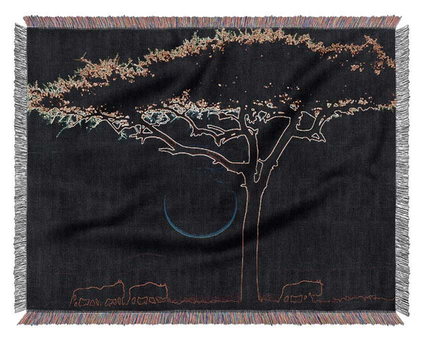 Night Tree 02 Woven Blanket