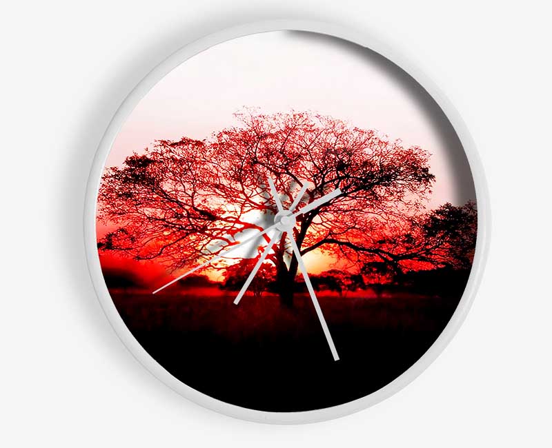 Red Sunrise Oak Tree Clock - Wallart-Direct UK