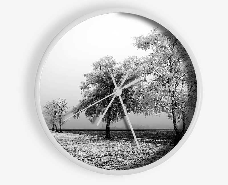 Winter Mist B n W Clock - Wallart-Direct UK