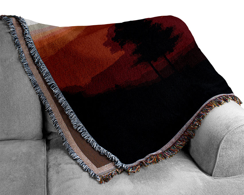 Red Pyramid Blur Woven Blanket