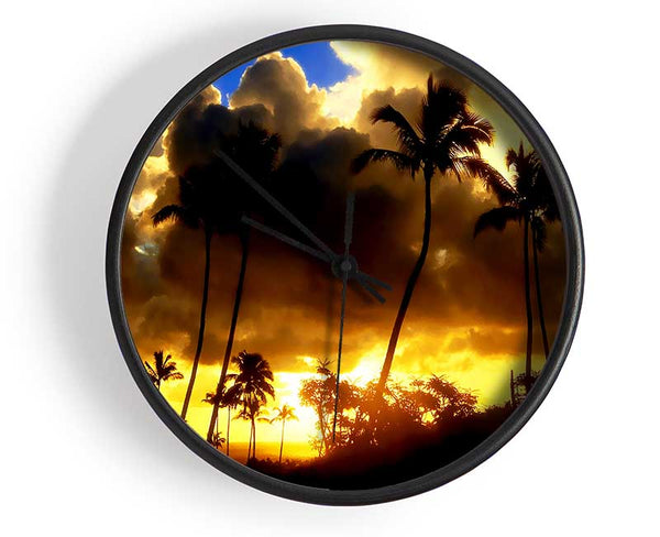 Palmtrees In The Clouds Clock - Wallart-Direct UK