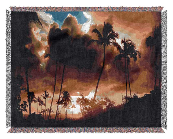 Palmtrees In The Clouds Woven Blanket