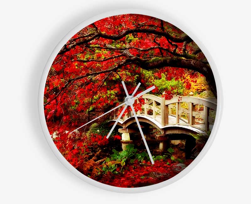 Bridge Over The Red Tree River Clock - Wallart-Direct UK