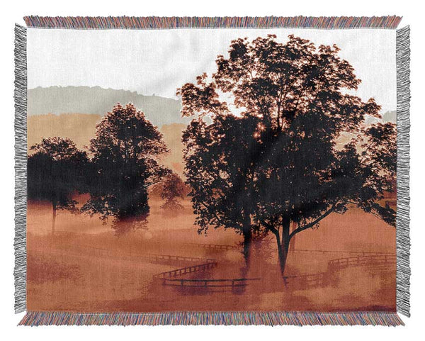 Orange Treeline Mist Woven Blanket