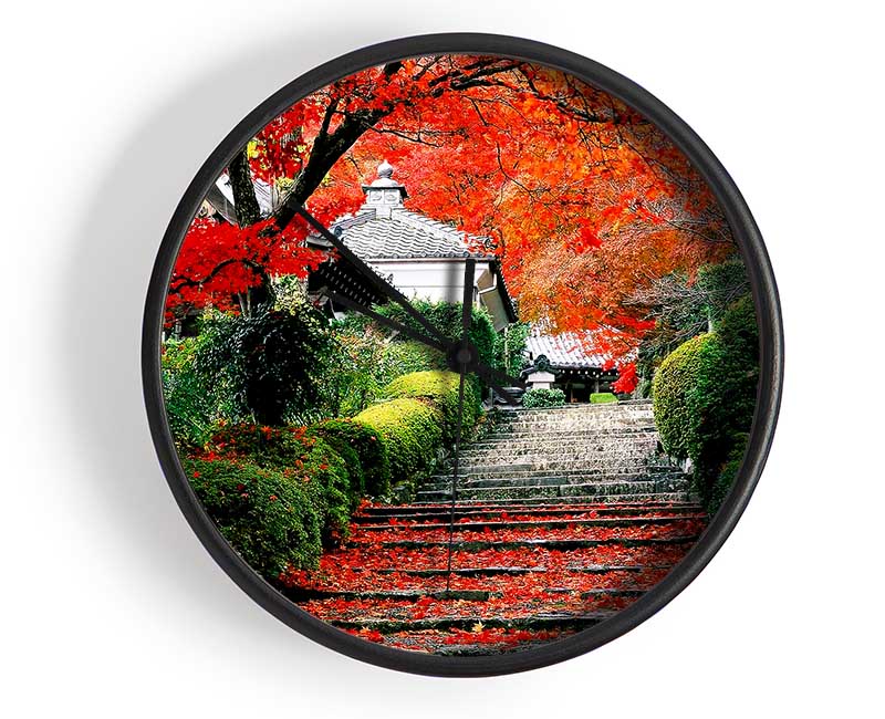 Red Autumn Garden Clock - Wallart-Direct UK