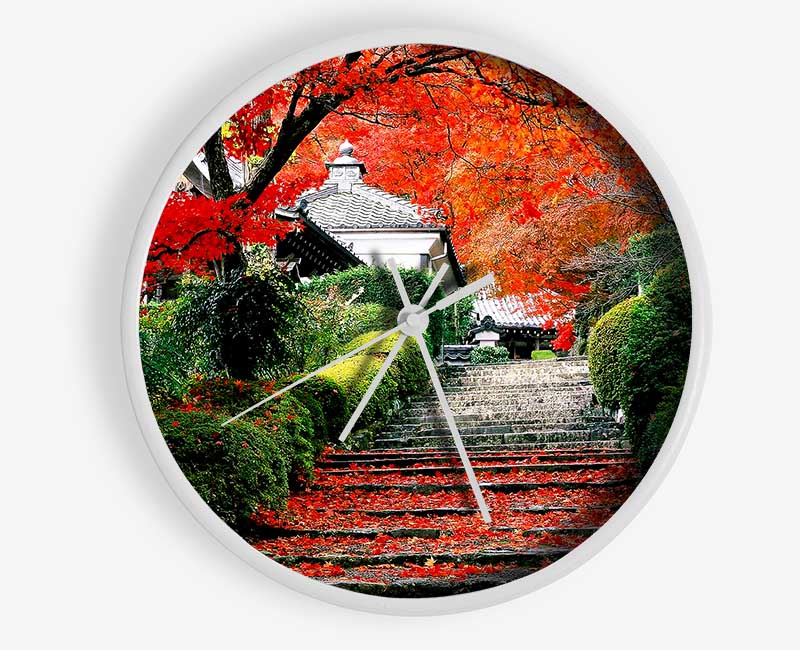 Red Autumn Garden Clock - Wallart-Direct UK