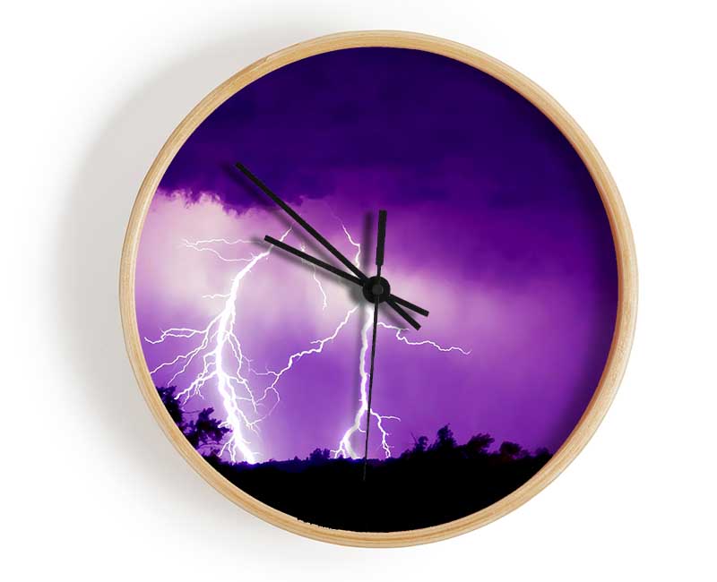 Purple Lightning Hill Tops Clock - Wallart-Direct UK