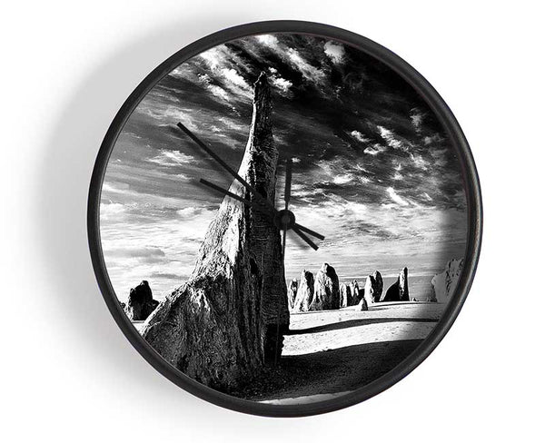 Desert Architecture Skies B n W Clock - Wallart-Direct UK