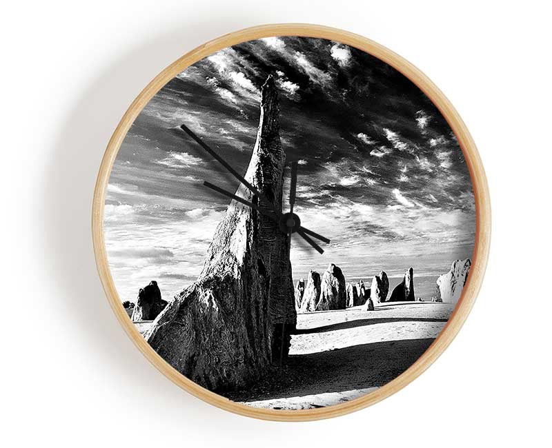 Desert Architecture Skies B n W Clock - Wallart-Direct UK