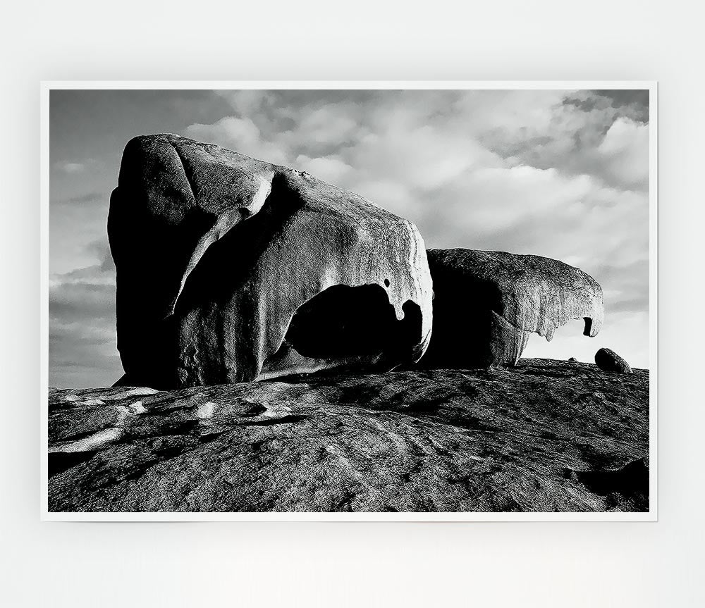 Boulders On Top Of The World B N W Print Poster Wall Art