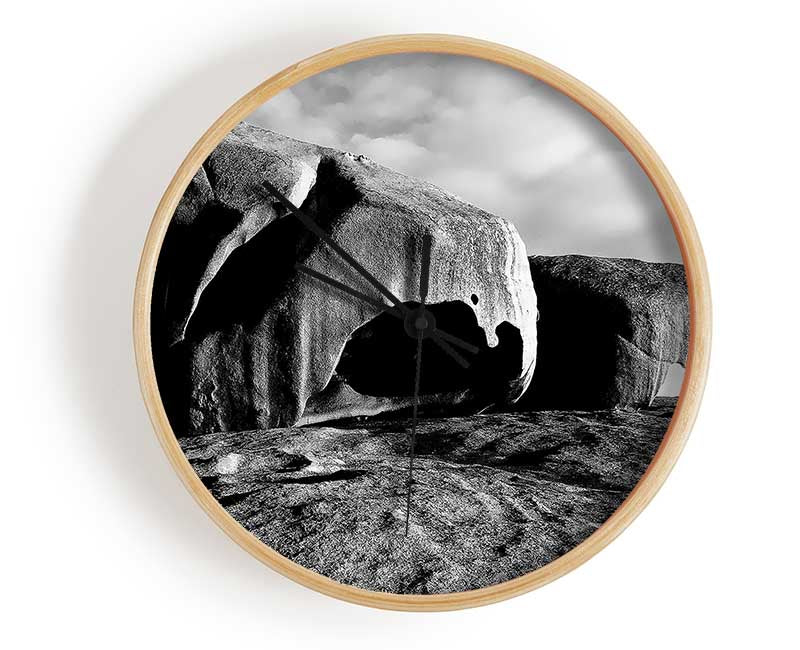 Boulders On Top Of The World B n W Clock - Wallart-Direct UK