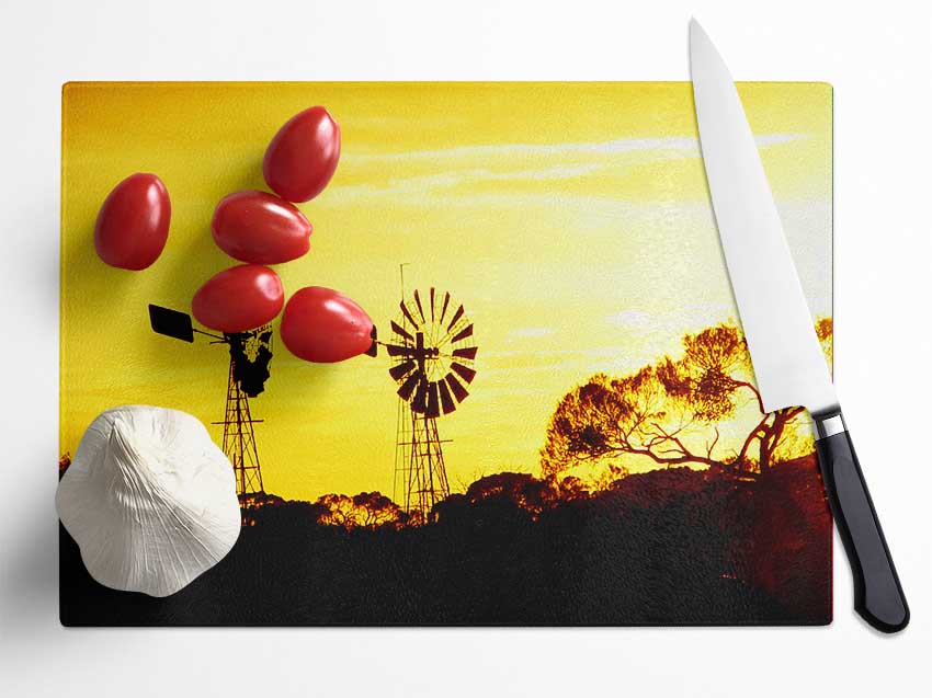 Windmills In Sunlight Glass Chopping Board