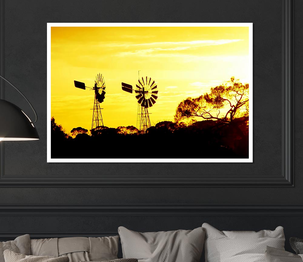 Windmills In Sunlight Print Poster Wall Art