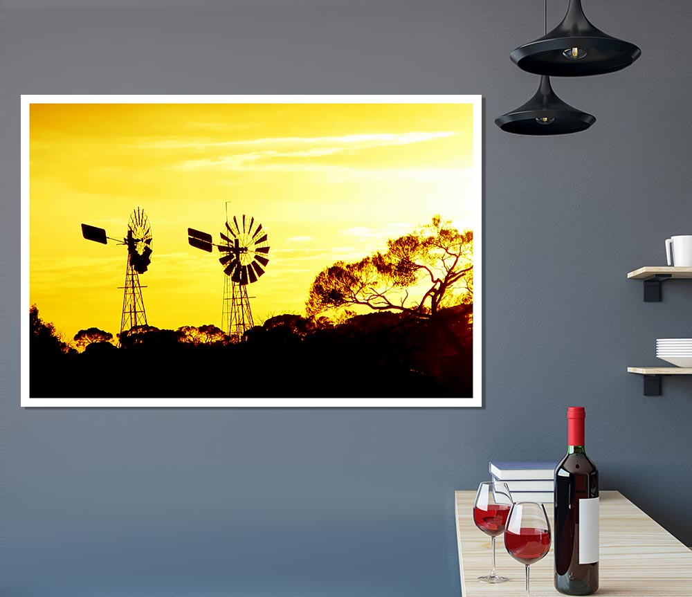 Windmills In Sunlight Print Poster Wall Art