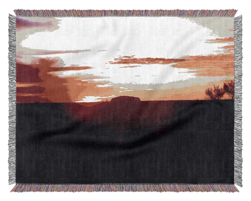 Ayres Rock At Dusk Woven Blanket