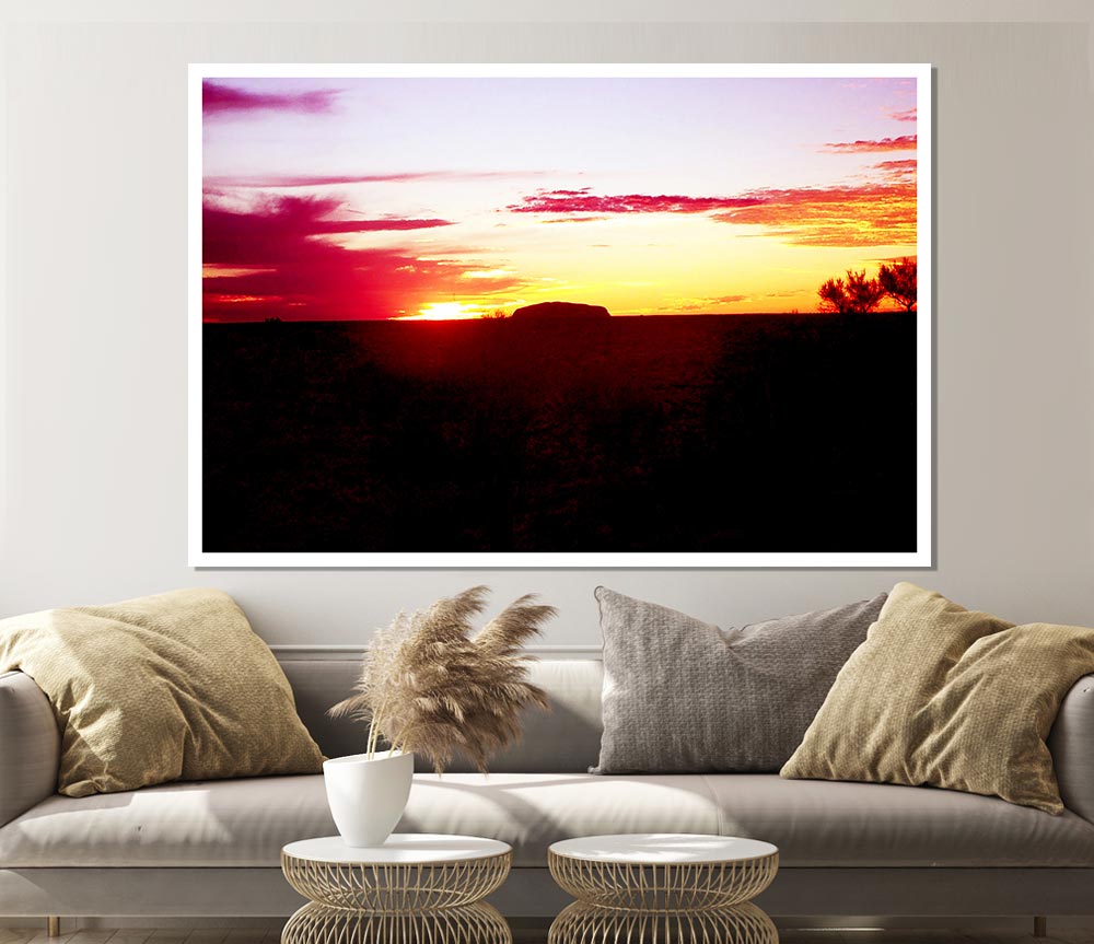 Ayres Rock At Dusk Print Poster Wall Art