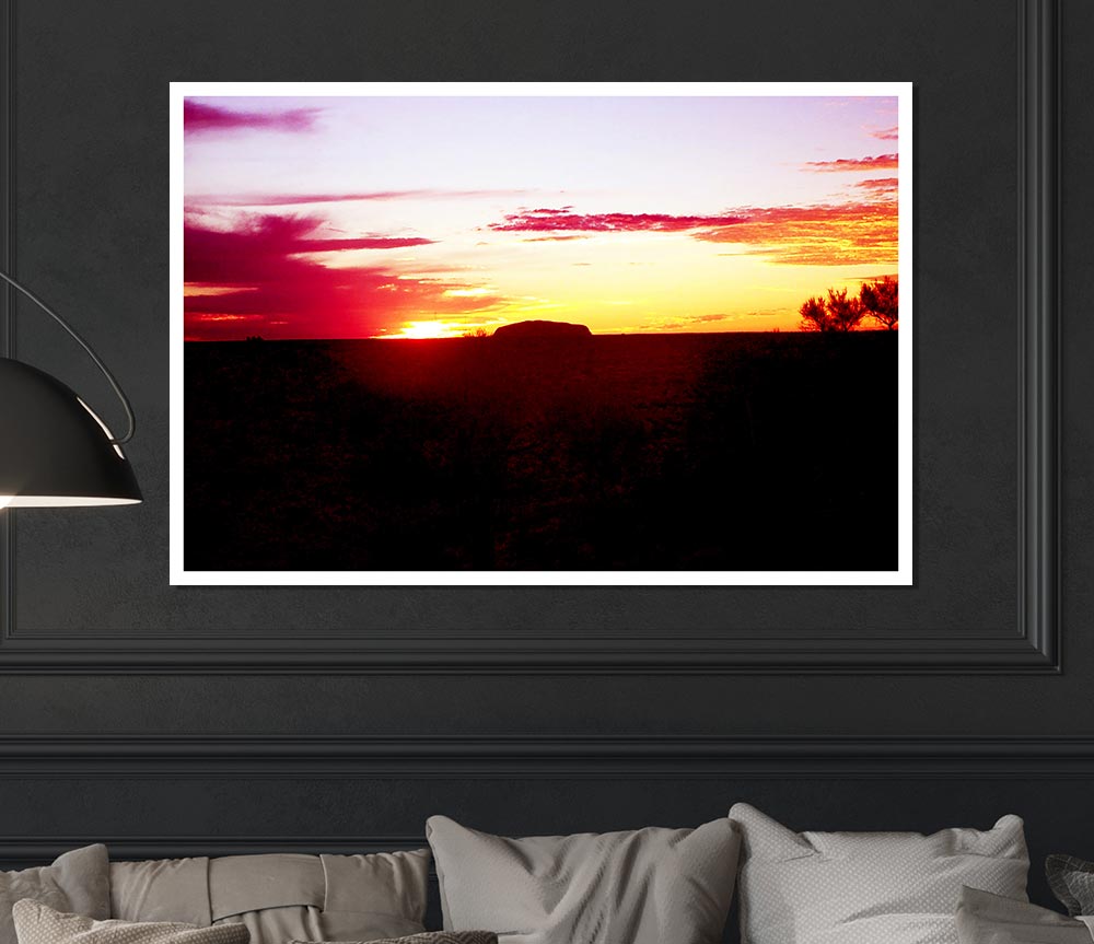 Ayres Rock At Dusk Print Poster Wall Art