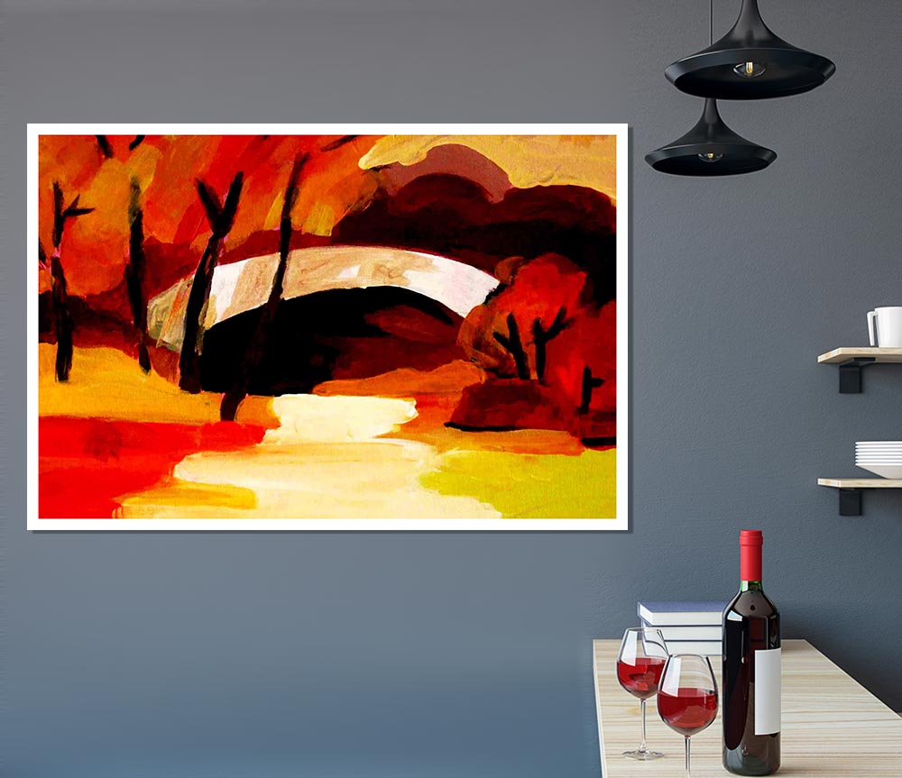 Autumn Bridge Print Poster Wall Art