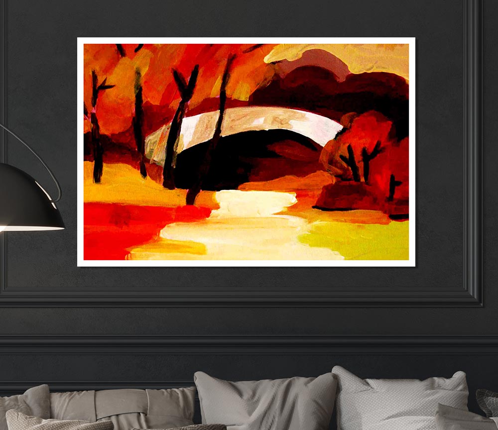 Autumn Bridge Print Poster Wall Art