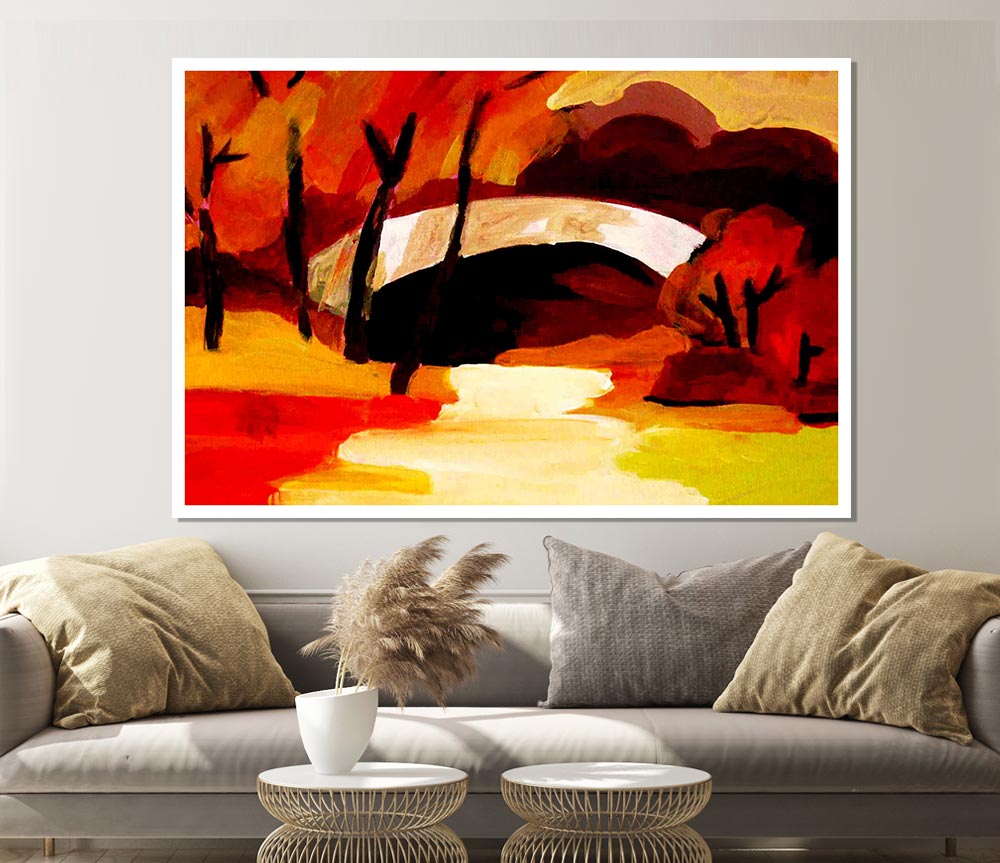 Autumn Bridge Print Poster Wall Art