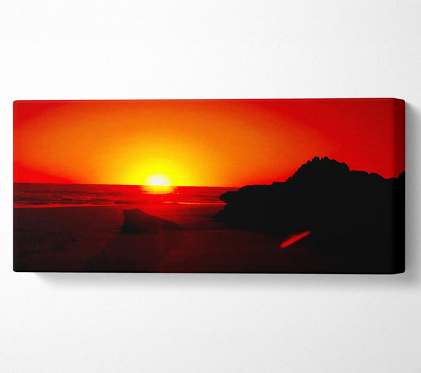 Red Rocky Ocean Sun Blaze