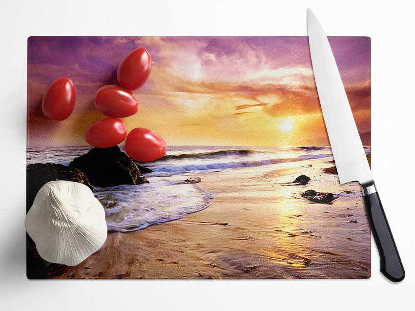 The Oceans Sunset Glass Chopping Board