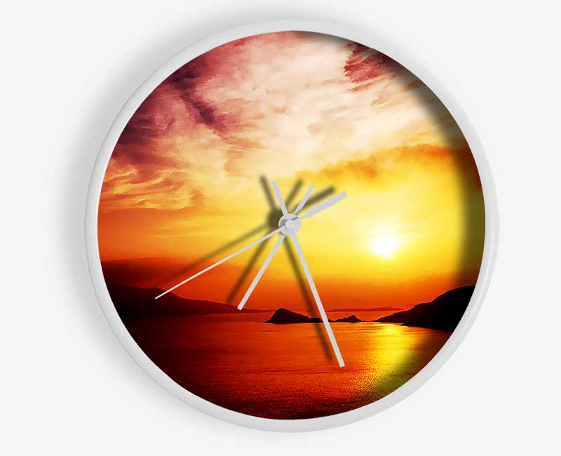 Blazing Sun Cloud Ocean Clock - Wallart-Direct UK