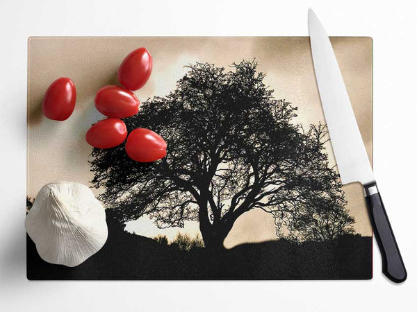 Tree In First Light Glass Chopping Board