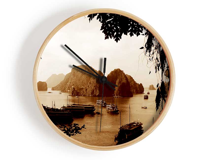 Paradise Beyond Sepia Clock - Wallart-Direct UK