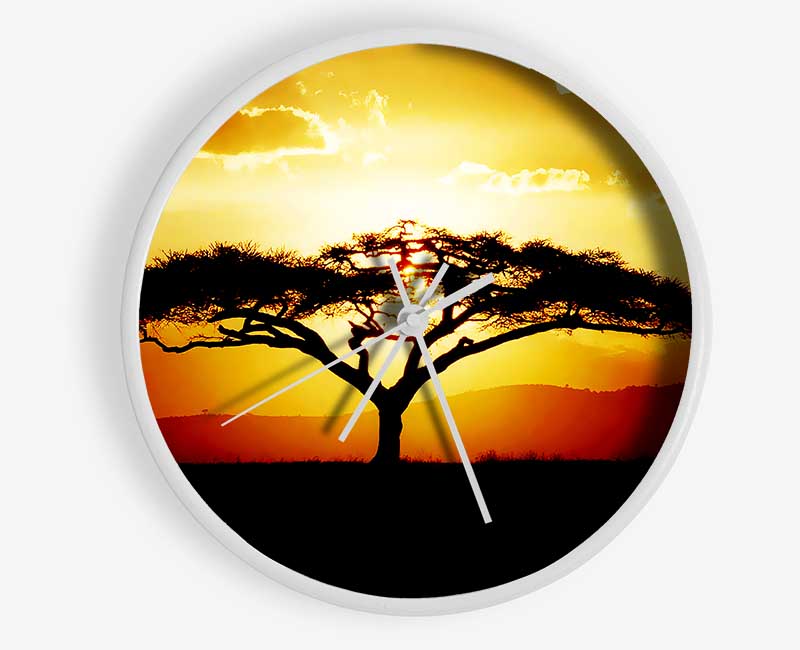 African Tree At Sunset Clock - Wallart-Direct UK