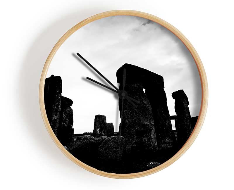 Stonehenge B n W Clock - Wallart-Direct UK