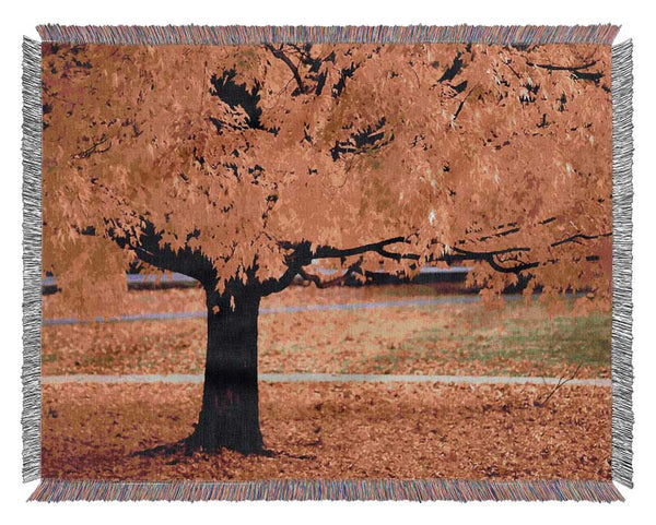 Orange Autumn Tree Woven Blanket