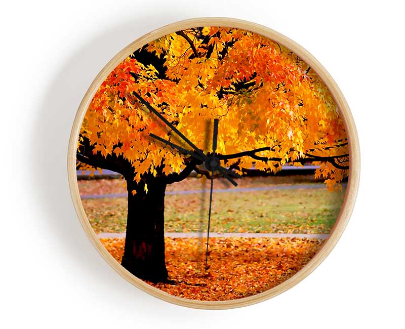 Orange Autumn Tree Clock - Wallart-Direct UK