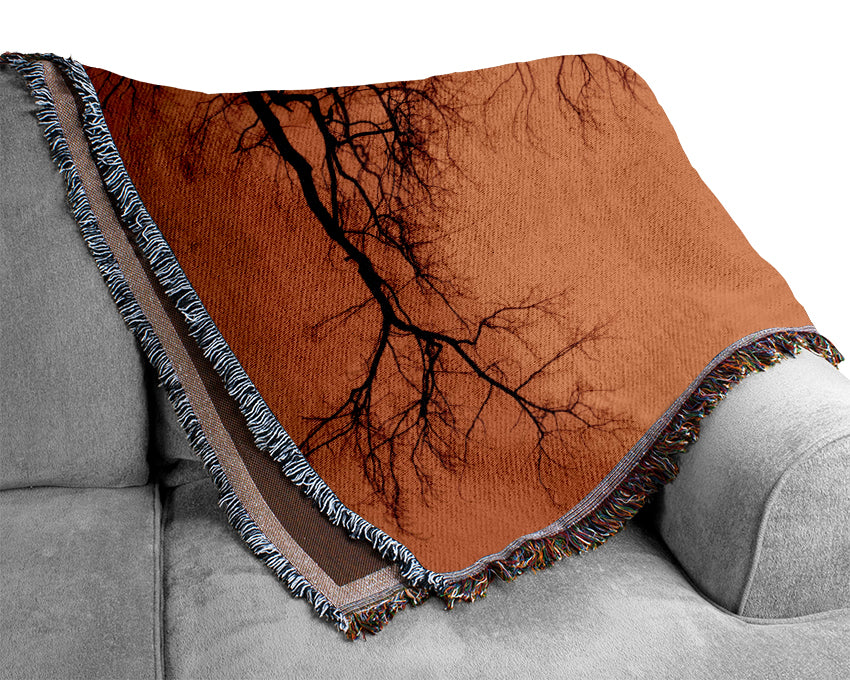 Golden Tree Branches Woven Blanket