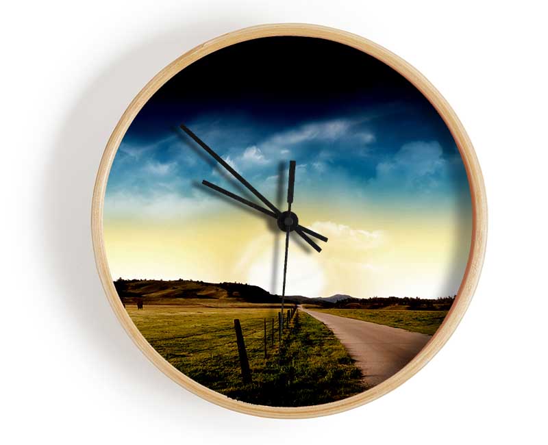 Stunning Country Road Skies Clock - Wallart-Direct UK