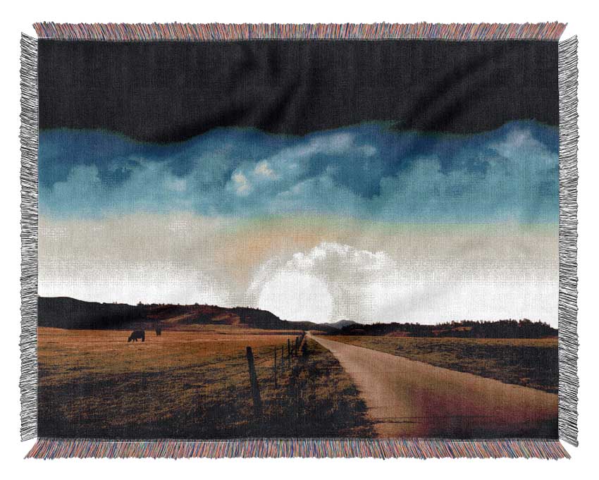 Stunning Country Road Skies Woven Blanket