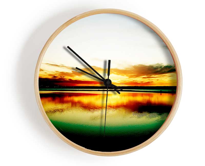 Green Ocean Sun Clock - Wallart-Direct UK