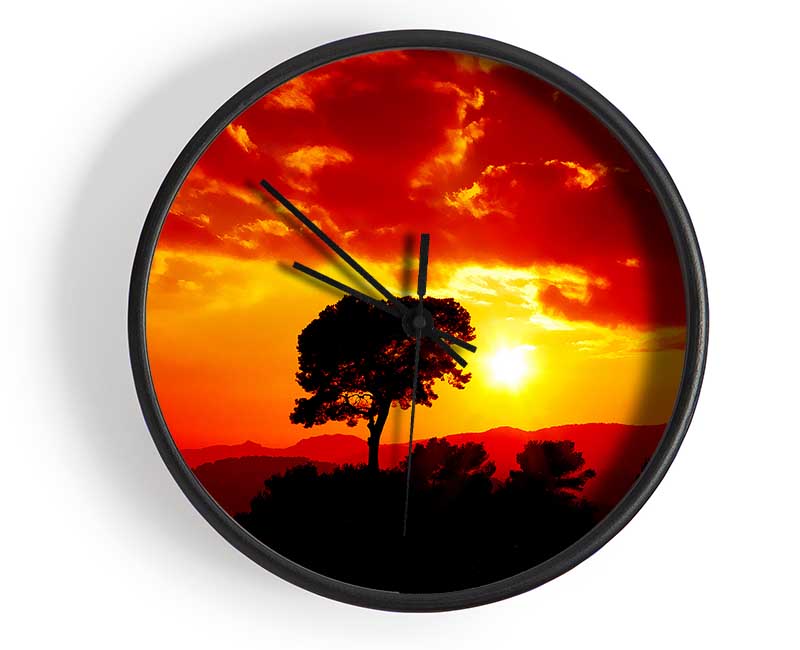 Orange Cloud Sunburst Clock - Wallart-Direct UK