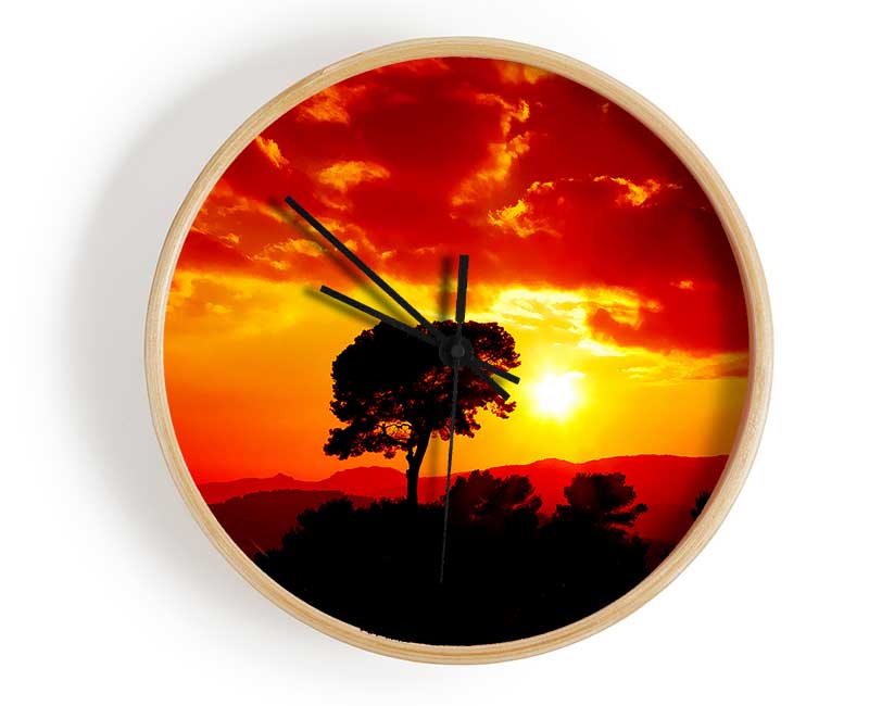 Orange Cloud Sunburst Clock - Wallart-Direct UK