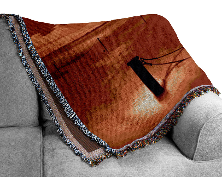 The Pier In The Ocean Orange Woven Blanket