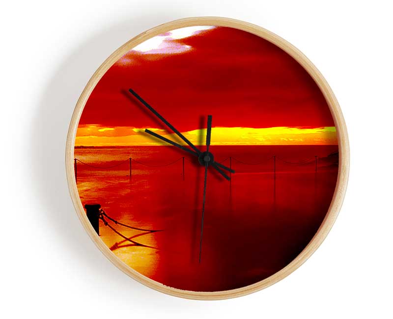 The Pier In The Ocean Orange Clock - Wallart-Direct UK