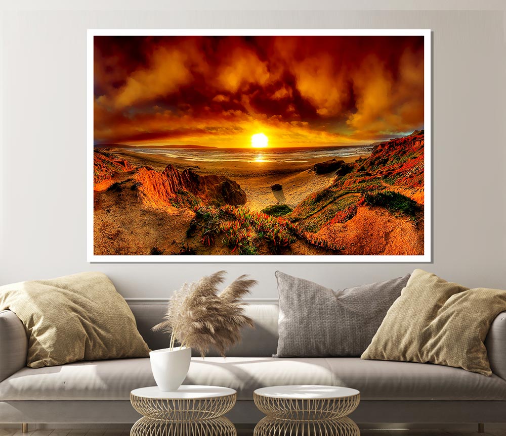 Beach Sunset Beauty Print Poster Wall Art