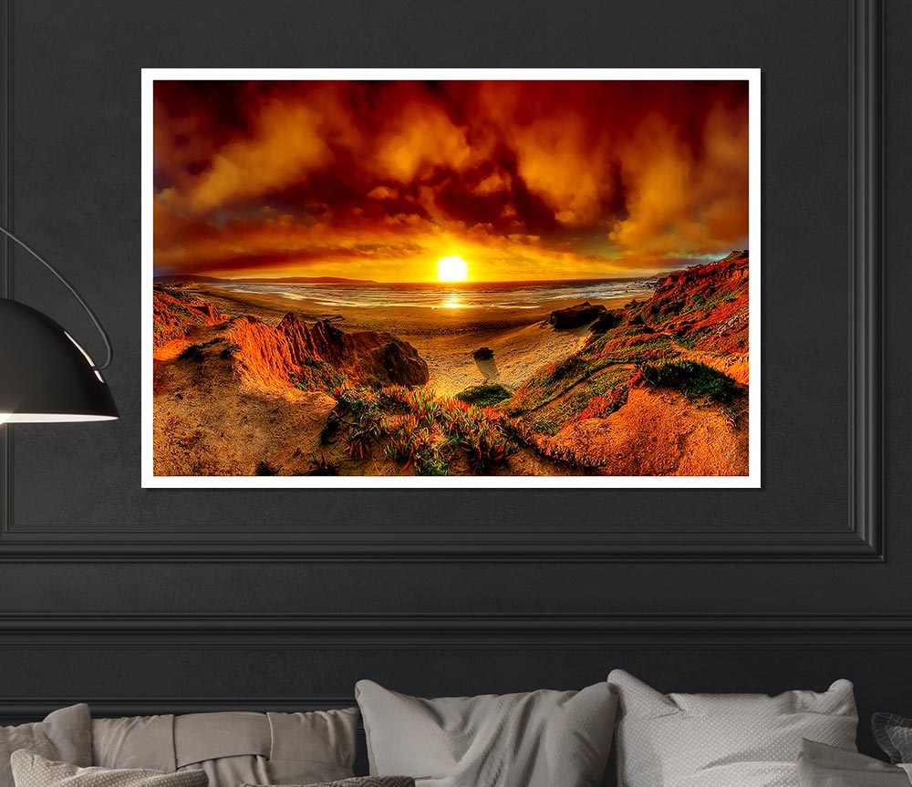 Beach Sunset Beauty Print Poster Wall Art