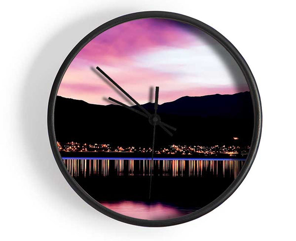 Pink Nightfall Clock - Wallart-Direct UK