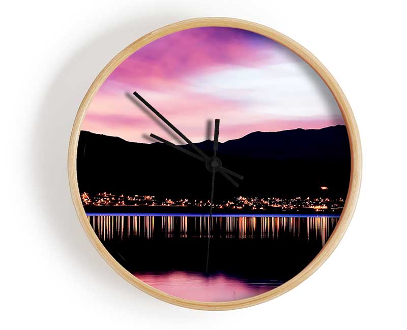 Pink Nightfall Clock - Wallart-Direct UK