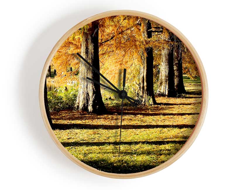 Orange Winter Woodland Walk Clock - Wallart-Direct UK